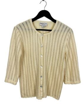 VTG Hampshire Studio Made in USA Crochet Cardigan Womens Size Medium Cottagecore